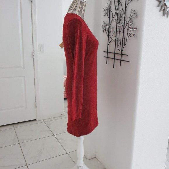 New LISTICLE Sexy Sweater Dress Heathered Red Form Fitting M - Picture 5 of 13